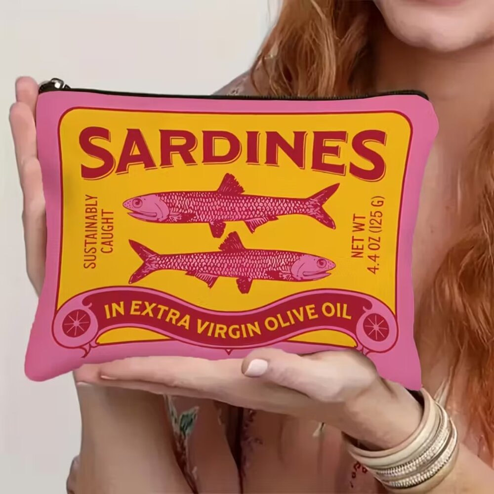 Pink, Red & Yellow‎ “Can of Sardines” Cosmetic Bag BRAND-NEW & SO CUTE!